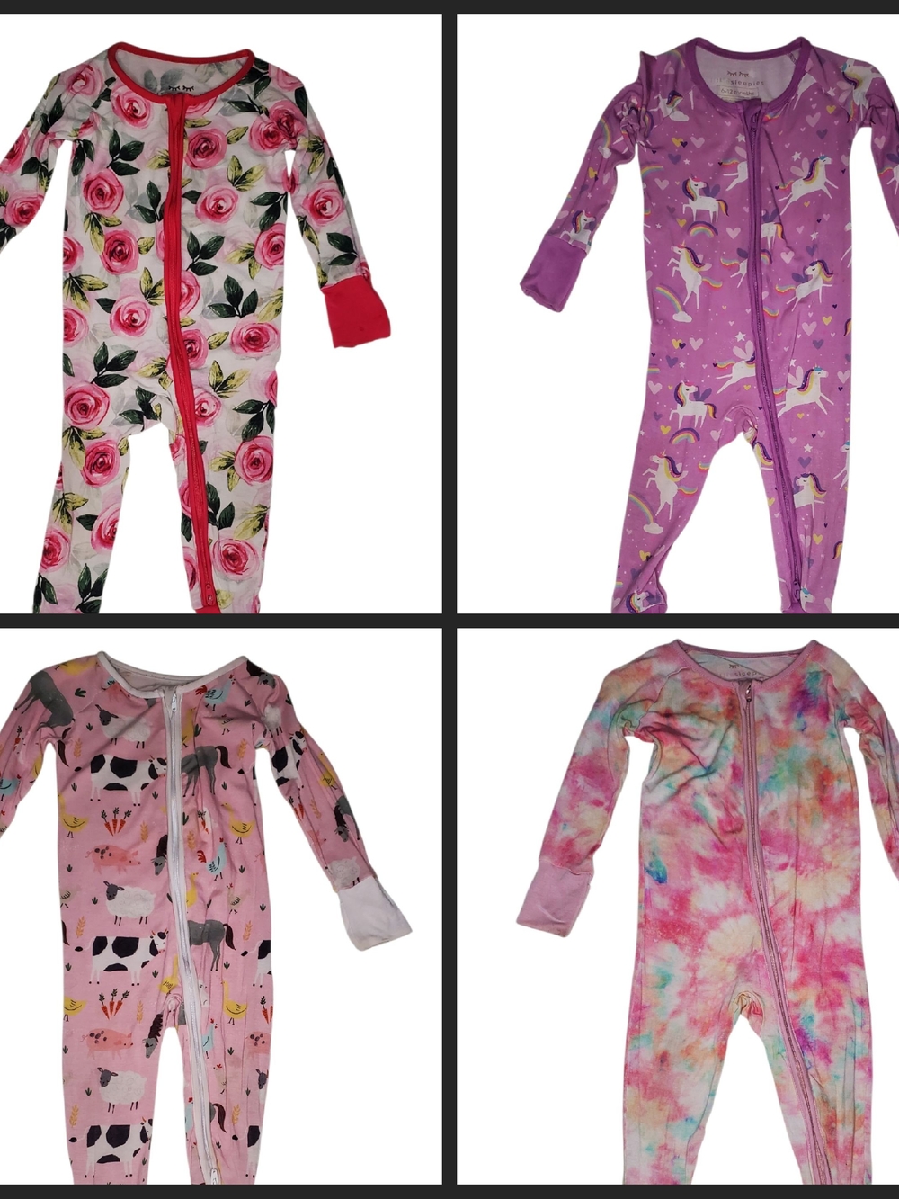 Play Bundle 4 Piece Bamboo Sleepers Footies Baby Size 6-12 Months